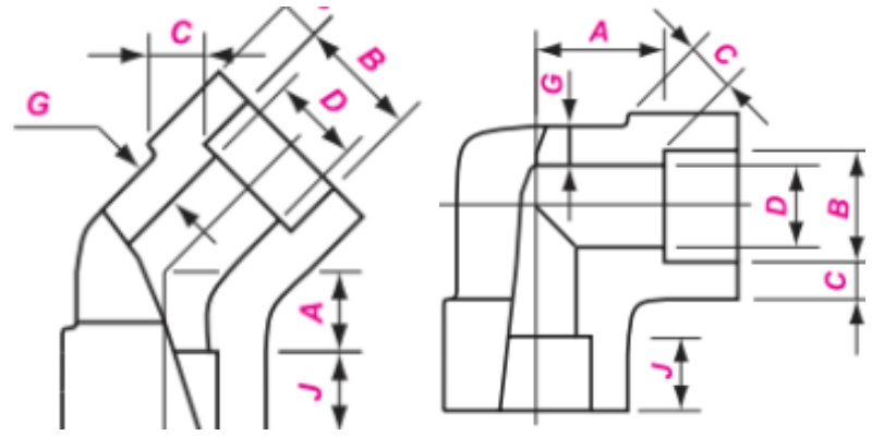 承插焊45°和90°弯头