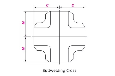 stainless steel butt weld cross drawing