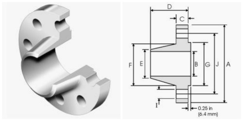 drawing of weld neck flange